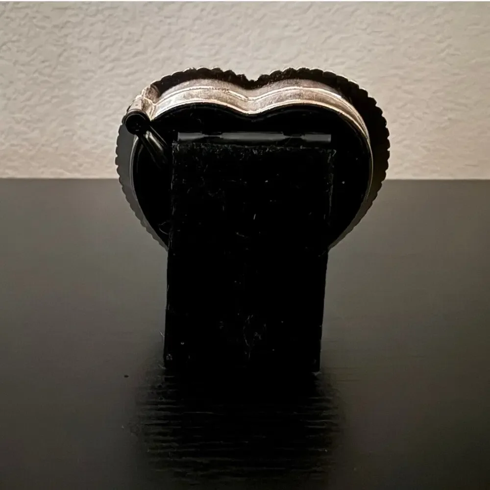 Glam Pink Rhinestone Heart Mini Photo Frame - Silver Metal Easel Stand 2x2